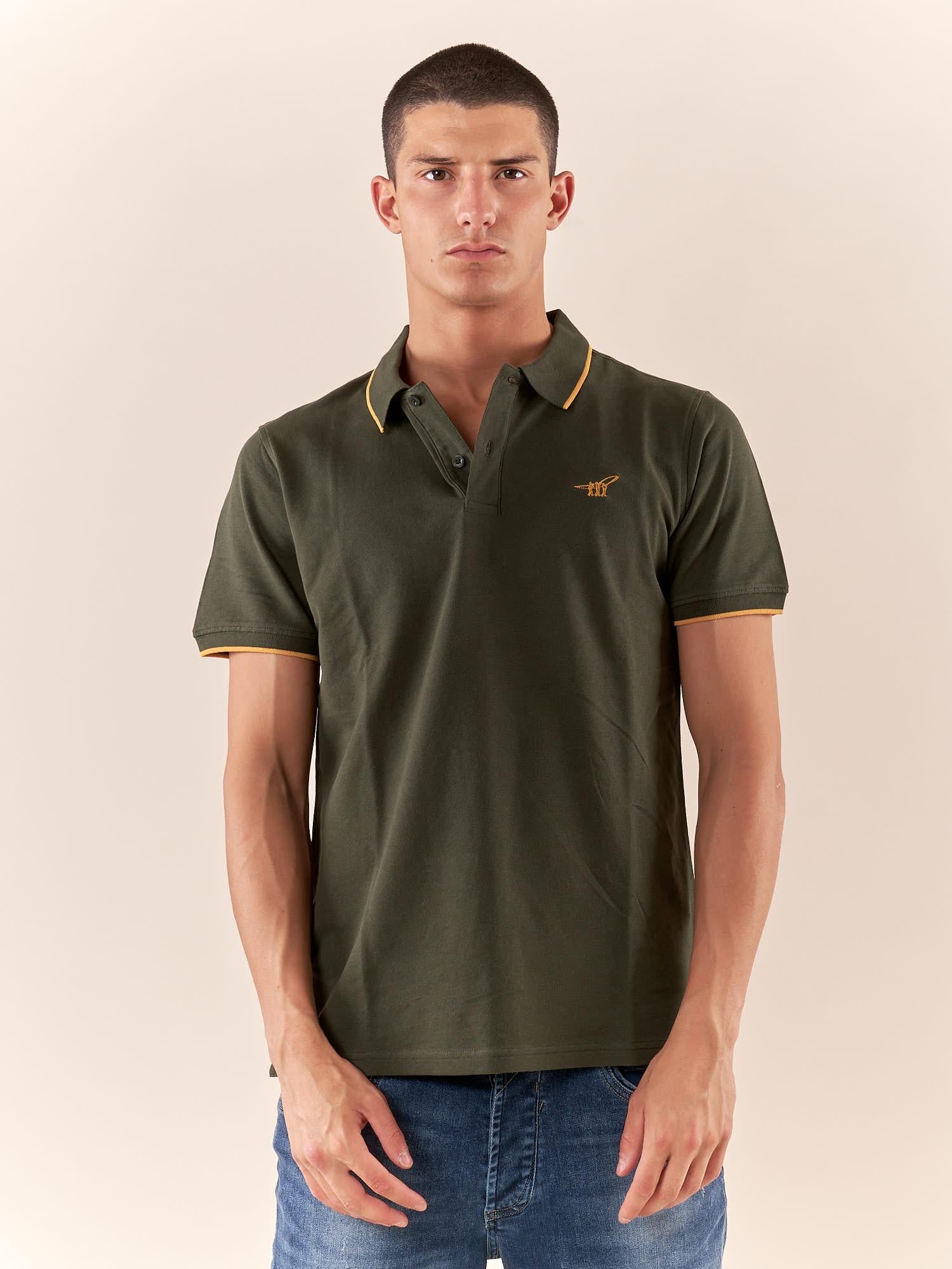 Polo Uomo manica corta in cotone piquet con ricamo. P626122 VERDE Henry Cotton's 