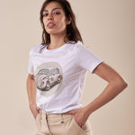 T-Shirt manica corta con stampa aurto donna. TS002635 BIANCO ARTIGLI 