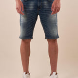 Bermuda di Jeans Uomo con Sabbiatura e Rotture. M48664 DENIM SUPERIOR VINTAGE Uomo 