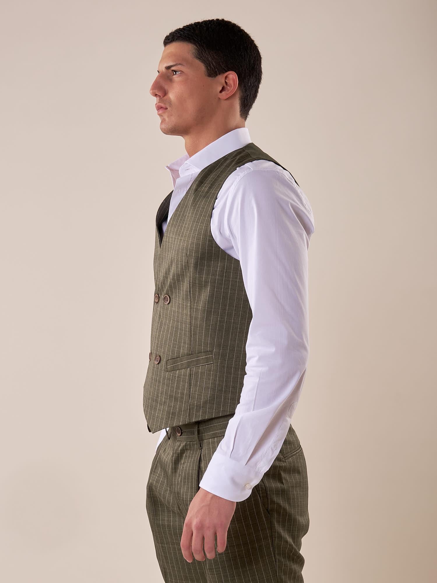 Gilet doppio petto rigato uomo. OE1S2S5I03 MILITARE OVER-D 