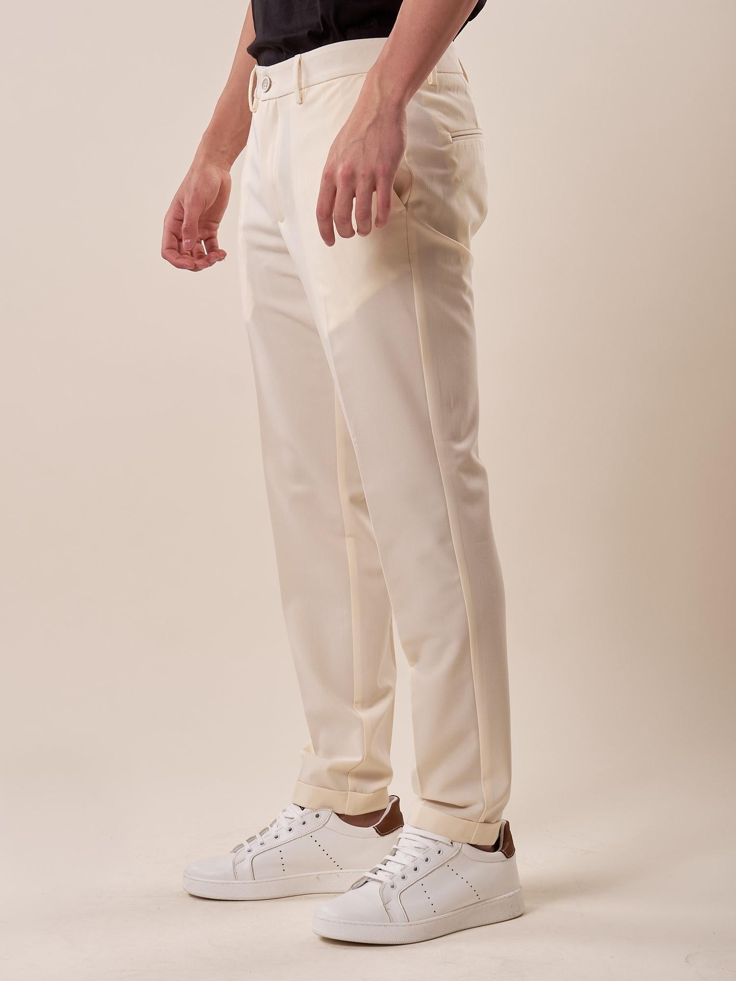 Pantalone chino slim fit con risvolto uomo. OC1S2S5P11 BURRO OVER-D Uomo 