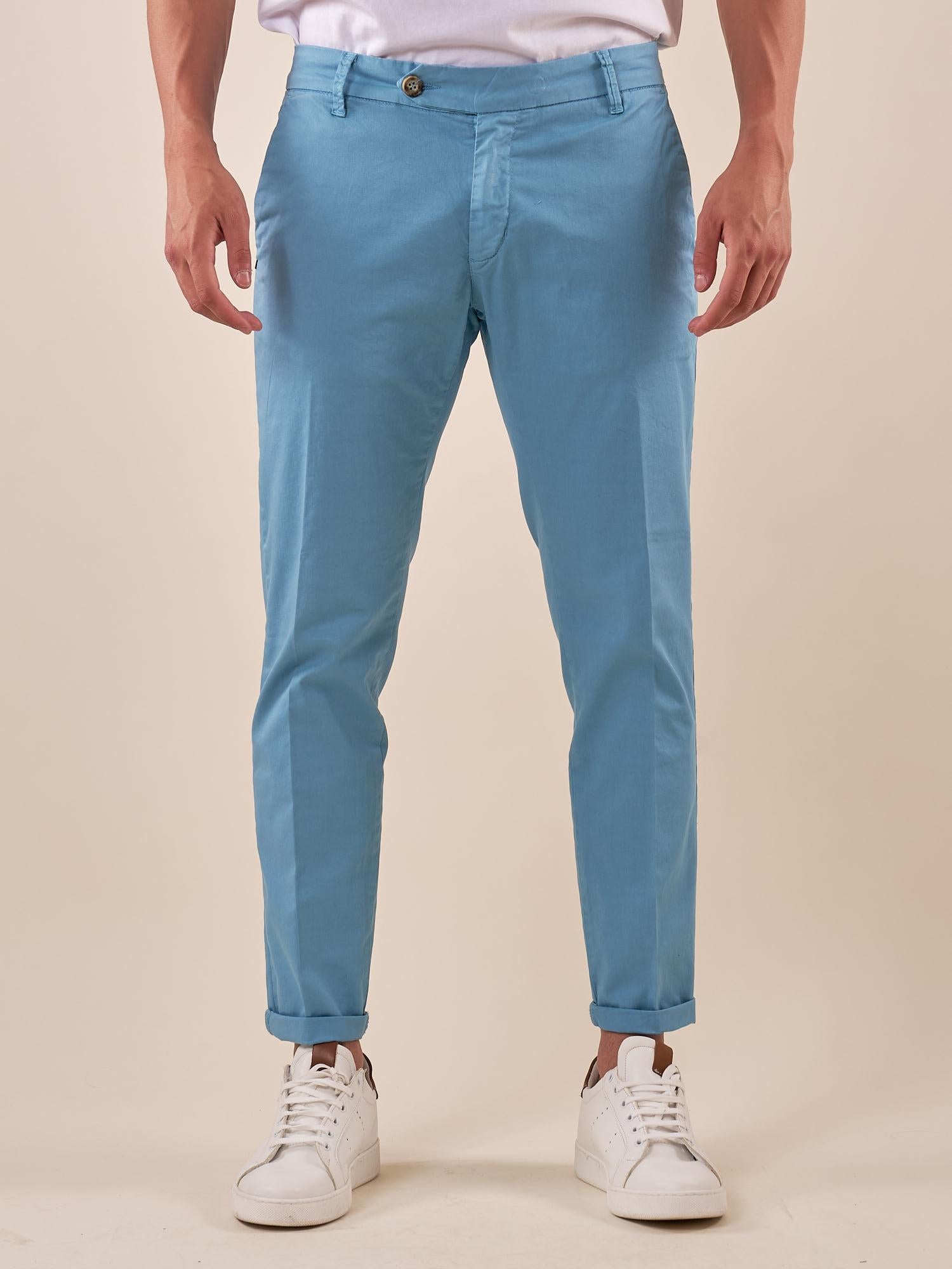 Pantalone Uomo Capri Slim in Cotone Elasticizzato con Tasche allAmericana GPE500 NEW CIELO BLACKSUNDAY 