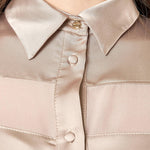 Camicia donna in georgette con inserti in raso. Bottoncini e polsini in raso. CA003056 TORTORA ARTIGLI 
