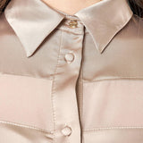 Camicia donna in georgette con inserti in raso. Bottoncini e polsini in raso. CA003056 TORTORA ARTIGLI 