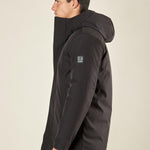Giubbino Uomo Invernale Soft Shell con Cappuccio. Lunghezza Media. DM9623 NERO DATCH 