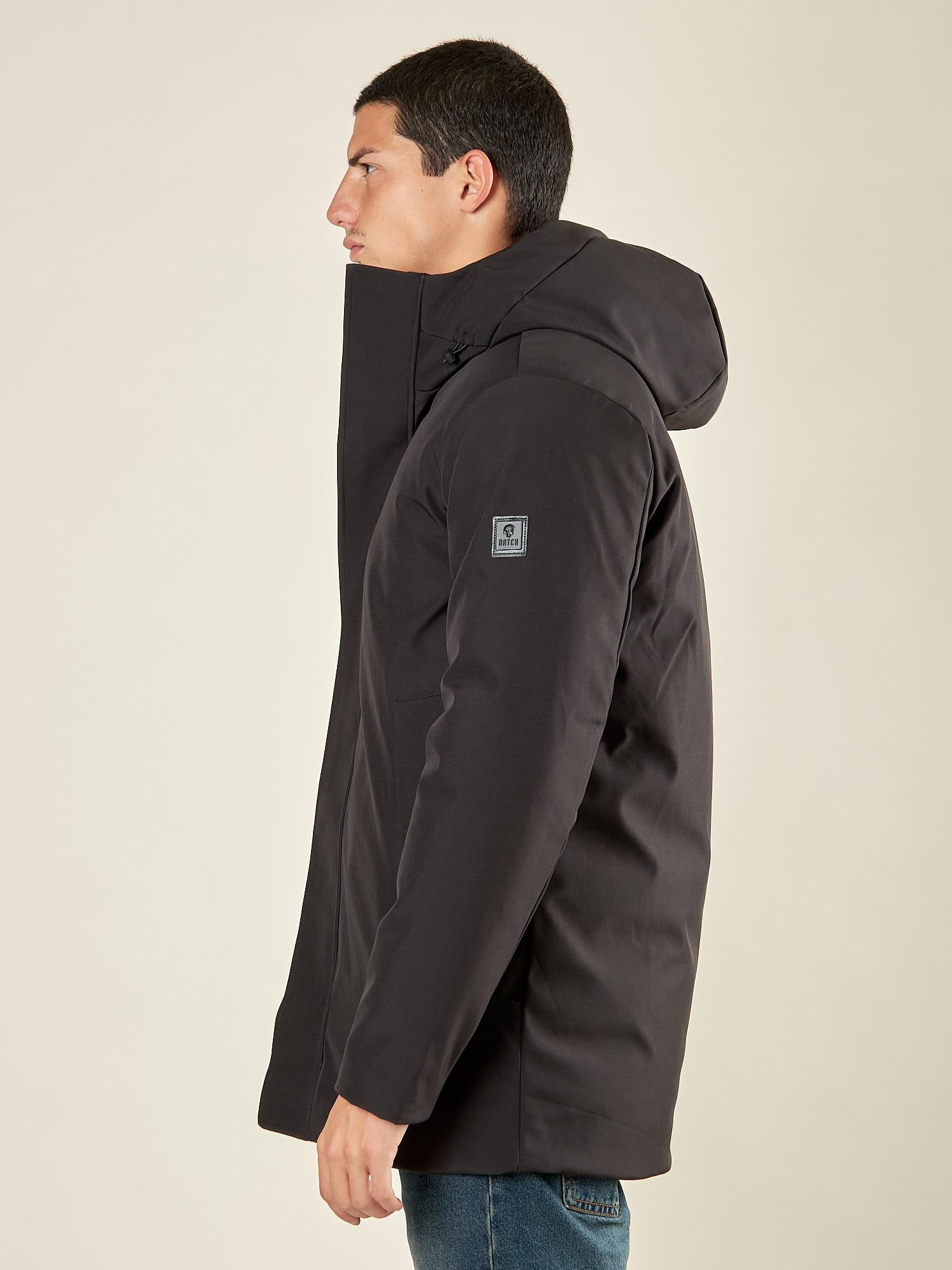 Giubbino Uomo Invernale Soft Shell con Cappuccio. Lunghezza Media. DM9623 NERO DATCH 