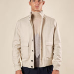 Giubbino da uomo modello Bomber in tessuto spigato. GBI1619H BEIGE HAMAKI-HO 