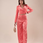 Pantalone donna palazzo in raso PA000775 CORALLO ARTIGLI 