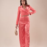 Pantalone donna palazzo in raso PA000775 CORALLO ARTIGLI 