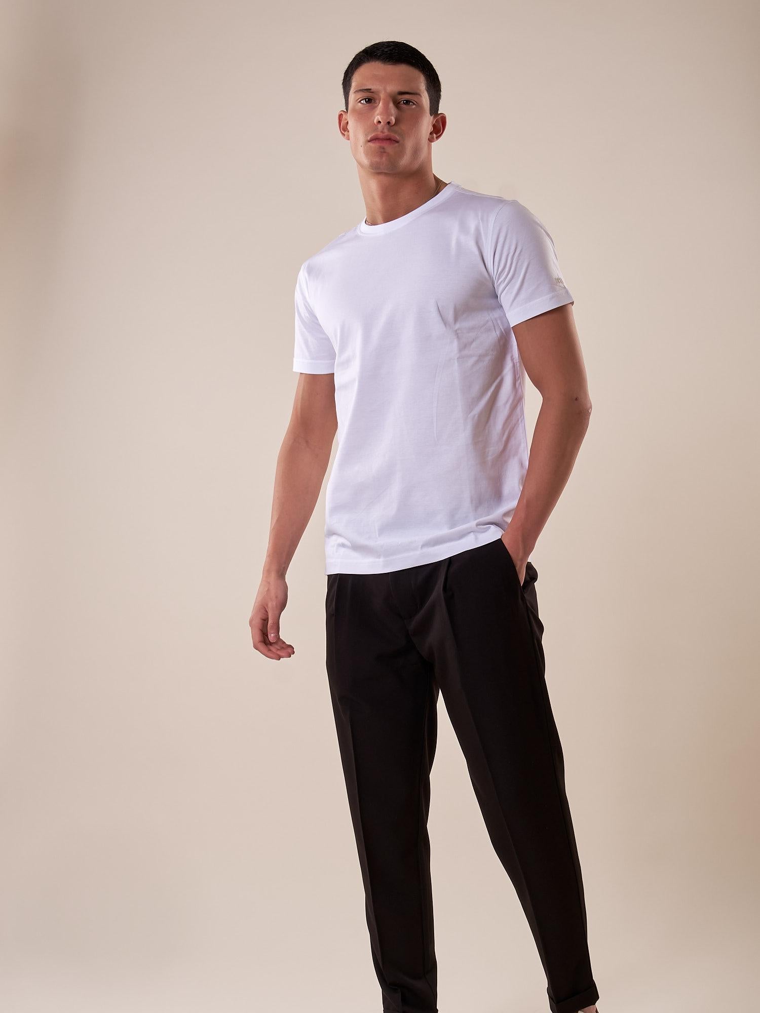T-Shirt manica corta 100% cotone mercerizzato uomo. DM9302 BIANCO DATCH 