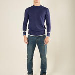 Maglia da uomo girocollo manica lunga in tessuto misto viscosa. Stile moderno e comfort quotidiano. OC1F2W5M85 BLU OVER-D 