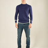 Maglia da uomo girocollo manica lunga in tessuto misto viscosa. Stile moderno e comfort quotidiano. OC1F2W5M85 BLU OVER-D 