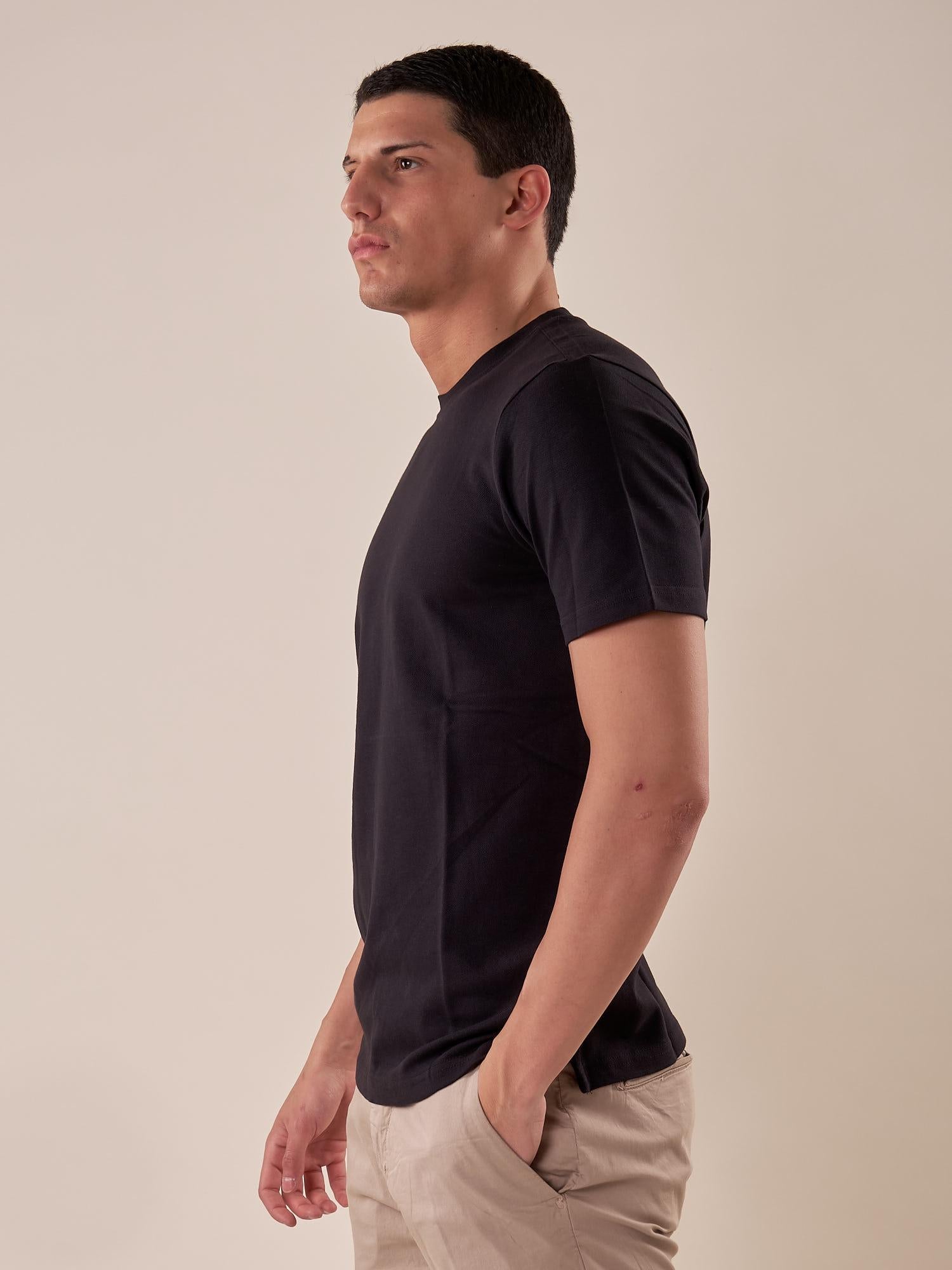 T-Shirt cotone piquet stretch manica corta uomo. CON2802425 BLACK CONSENSO Uomo 