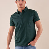 Polo manica corta cotone mercerizzato uomo. DM9291 HUNTER GREEN DATCH Uomo 