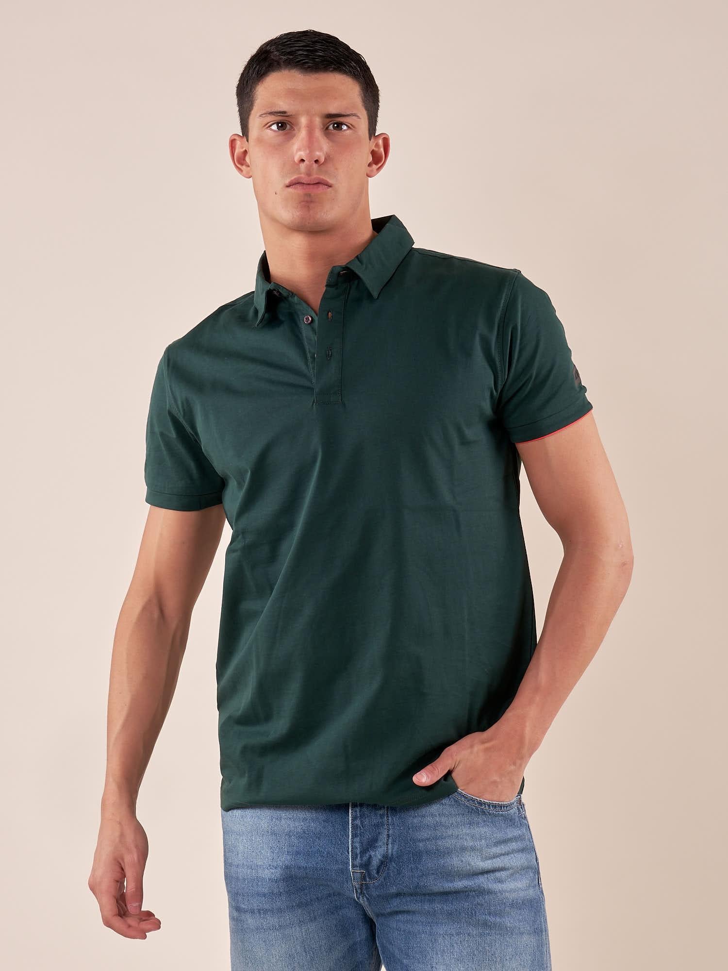 Polo manica corta cotone mercerizzato uomo. DM9291 HUNTER GREEN DATCH Uomo 