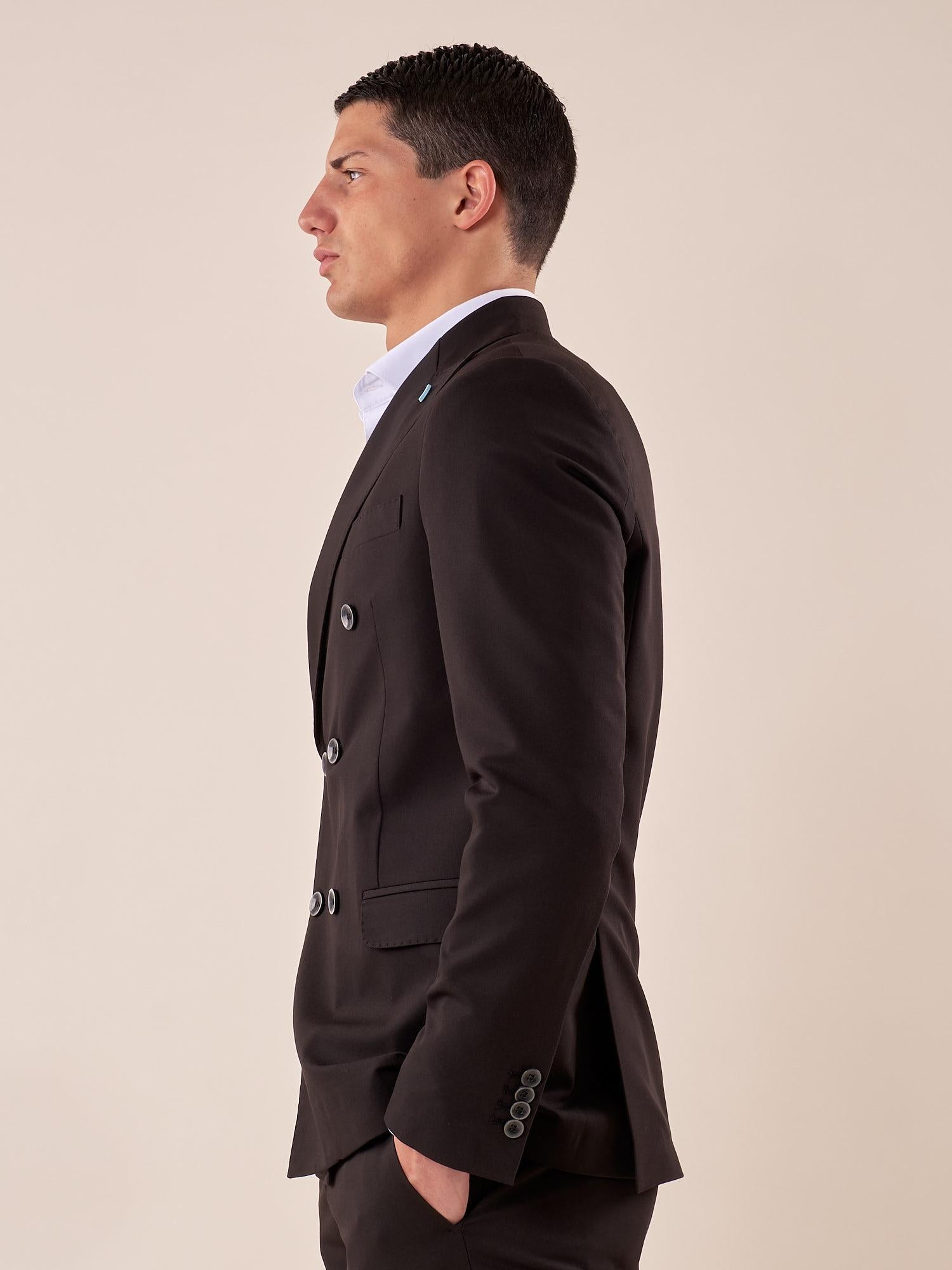 Abito classico giacca doppio petto rever a lancia uomo. OC1S2S5A06 NERO OVER-D 