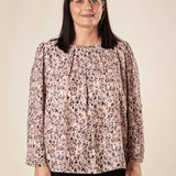 Blusa Donna Curvy Girocollo  Fantasia Animalier con Dettaglio Collana e Pience Comfort. F708YBFSAMU NERO Lizalù 