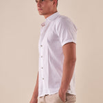 Camicia da uomo manica corta in misto lino. CE1261H BIANCO HAMAKI-HO 