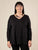 Maglia Donna Curvy in Viscosa  Scollo a V, Manica Raglan e Micro Paillettes Tono su Tono.
