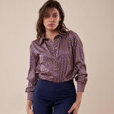 Camicia in fantasia manica lunga donna. CA001761 BLU/ORO ARTIGLI 