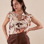 Blusa Donna Giromanica con Stampa Floreale ROMI/D2510 TIERRA ROMIHO 