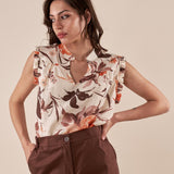 Blusa Donna Giromanica con Stampa Floreale ROMI/D2510 TIERRA ROMIHO 