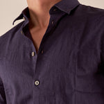 Camicia da uomo manica corta in misto lino. CE1261H BLU HAMAKI-HO 