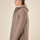 Giaccone da Uomo in Tessuto Scuba  Parka con Cappuccio, Stile Tecnico e Comfort Termico OC1F2W5J35 BEIGE OVER-D 