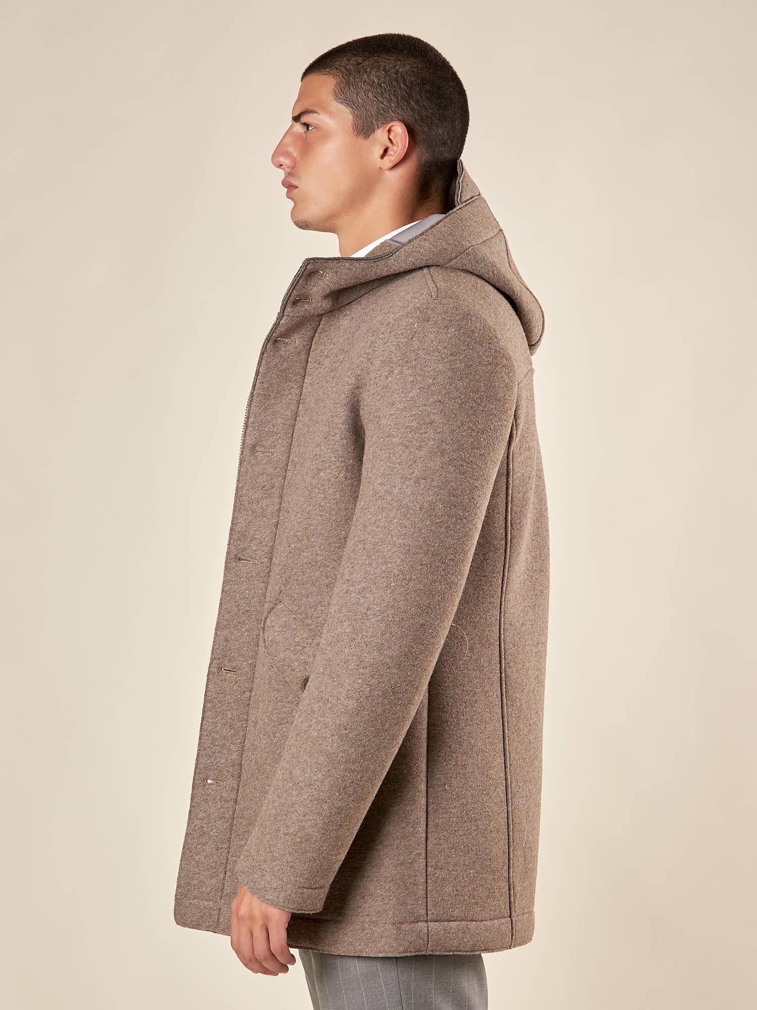 Giaccone da Uomo in Tessuto Scuba  Parka con Cappuccio, Stile Tecnico e Comfort Termico OC1F2W5J35 BEIGE OVER-D 