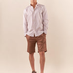 Camicia da uomo a righe in cotone elasticizzato manica lunga vestibilità regular con riprese sul retro. CE1270H BEIGE HAMAKI-HO Uomo 