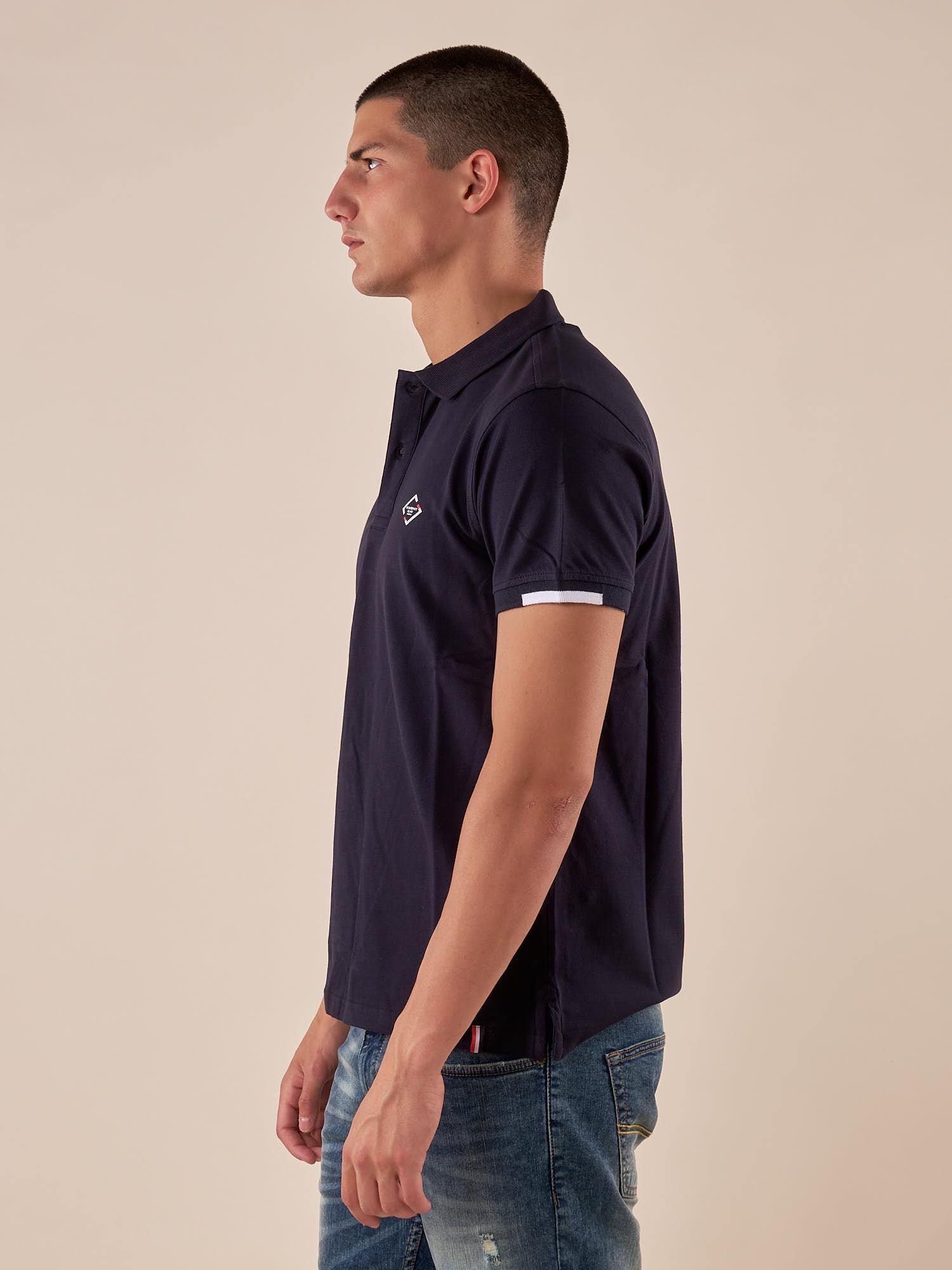 Polo da Uomo in 100% Cotone Piquet con Colletto e Polsini a Contrasto. BAM5431 BLU BACI & ABBRACCI 