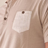 T-shirt Uomo Manica Corta Serafino con Taschino BAM5452 DESERT STONE BACI & ABBRACCI 