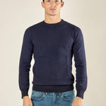 Maglia Uomo Girocollo Manica Lunga in Misto Viscosa con Micro Disegno CON/4034225 NAVY CONSENSO 