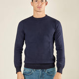 Maglia Uomo Girocollo Manica Lunga in Misto Viscosa con Micro Disegno CON/4034225 NAVY CONSENSO 
