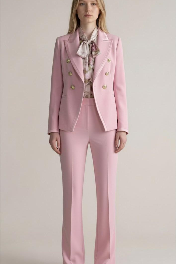 Giacca Doppiopetto Donna con Profilo in Raso e Bottoni Oro GI004357 ROSA ARTIGLI Donna 