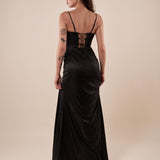 Abito lungo da cerimonia Donna elegante raffinata per occasioni speciali. AB002184 NERO ARTIGLI 