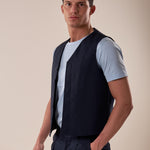 Gilet uomo abbottonatura nascosta. OE1S2S5I01 BLU OVER-D 