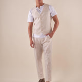 Gilet da Uomo in misto lino con tasca e taschino con friso. GLE01H BEIGE HAMAKI-HO 