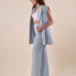 Pantalone donna vita alta tasca america con zip e gancio invisibile. PA002444 POLVERE ARTIGLI 