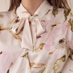 Blusa incrocio fantasia manica lunga donna. BL002450 AVORIO/ROSA ARTIGLI 