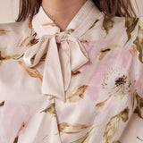 Blusa incrocio fantasia manica lunga donna. BL002450 AVORIO/ROSA ARTIGLI 