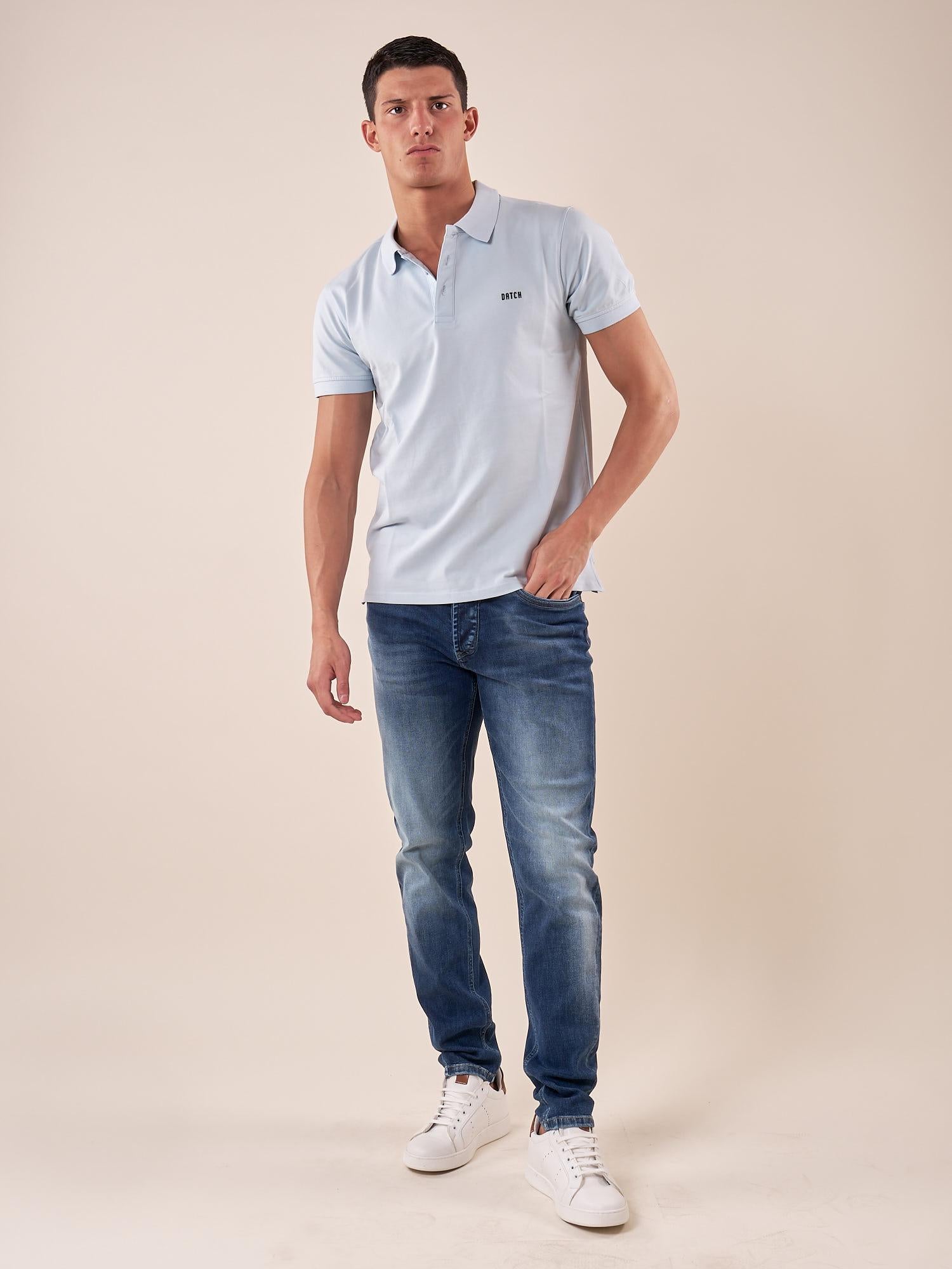 Polo manica corta cotone elasticizzato. DM1881 SKY BLUE DATCH 