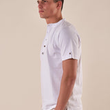 T-shirt Uomo Manica Corta Serafino in 100% Cotone con Bottoncino su Manica. TE274H BIANCO HAMAKI-HO 