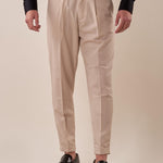 Pantalone doppio bottone tasca america con fibbie laterali uomo. GPE511 BEIGE BLACKSUNDAY 