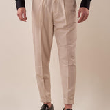 Pantalone doppio bottone tasca america con fibbie laterali uomo. GPE511 BEIGE BLACKSUNDAY 
