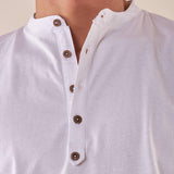 T-shirt Uomo Manica Corta Serafino in 100% Cotone con Bottoncino su Manica. TE274H BIANCO HAMAKI-HO 