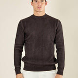 Maglia Uomo Invernale in Morbido Tessuto con Mezzo Collo Rigato. Eleganza e Comfort in un Solo Capo. DM9572 NERO DATCH 