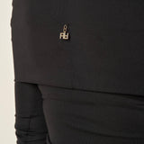 Abito lungo donna con scollo Shiffer e spacco posteriore. Sensualità ed eleganza in un solo capo. AB003159 NERO ARTIGLI 