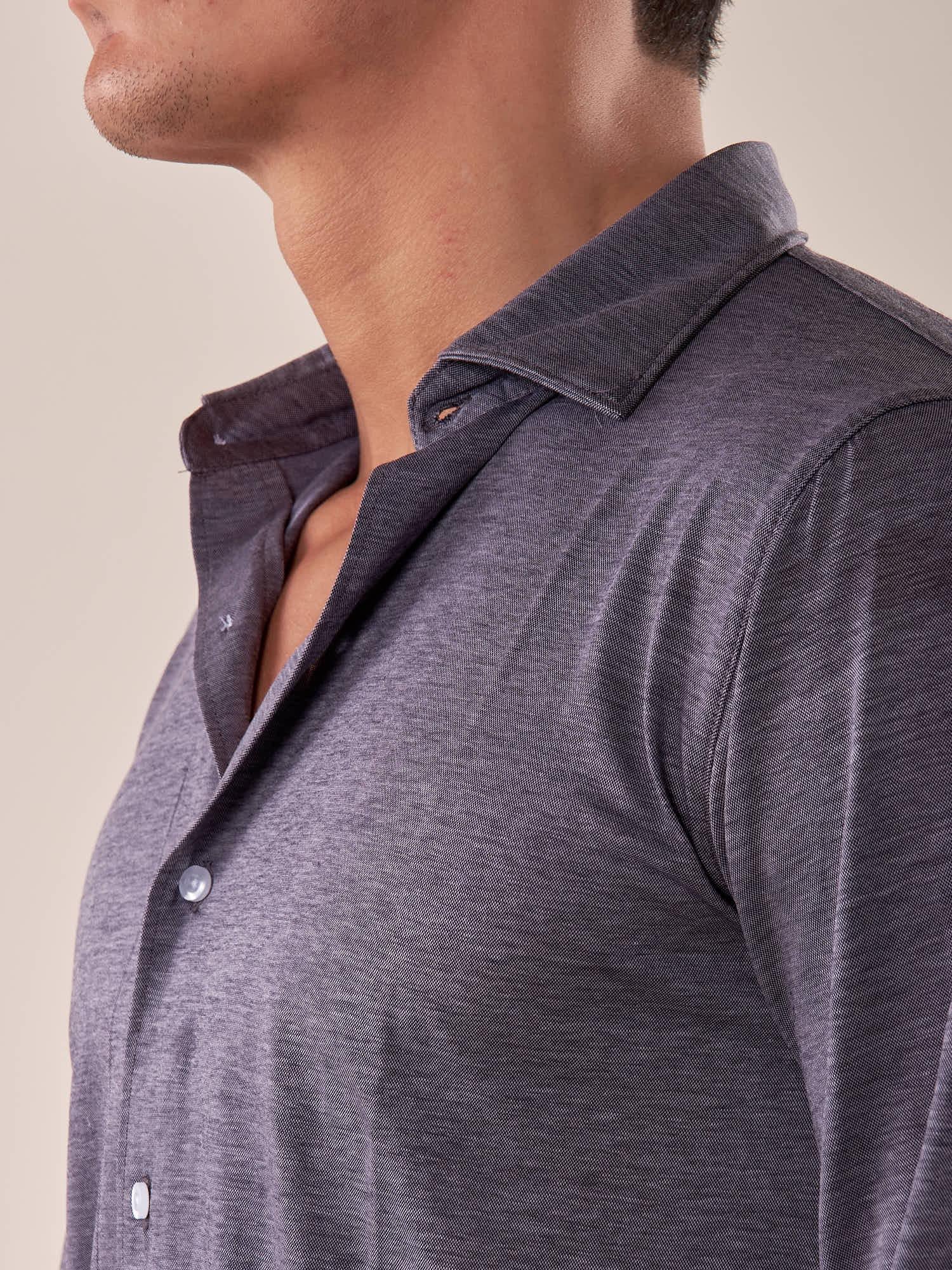 Camicia manica lunga micro piquet uomo. OC1S2S5C35 BLU OVER-D Uomo 