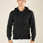 Maglia Uomo Invernale in Misto Viscosa con Zip e Cappuccio. Stile Sportivo ed Eleganza Casual. CON4051225 BLACK CONSENSO 